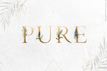 Load image into Gallery viewer, Botanic Gold watercolor alphabet by Angele Kamp