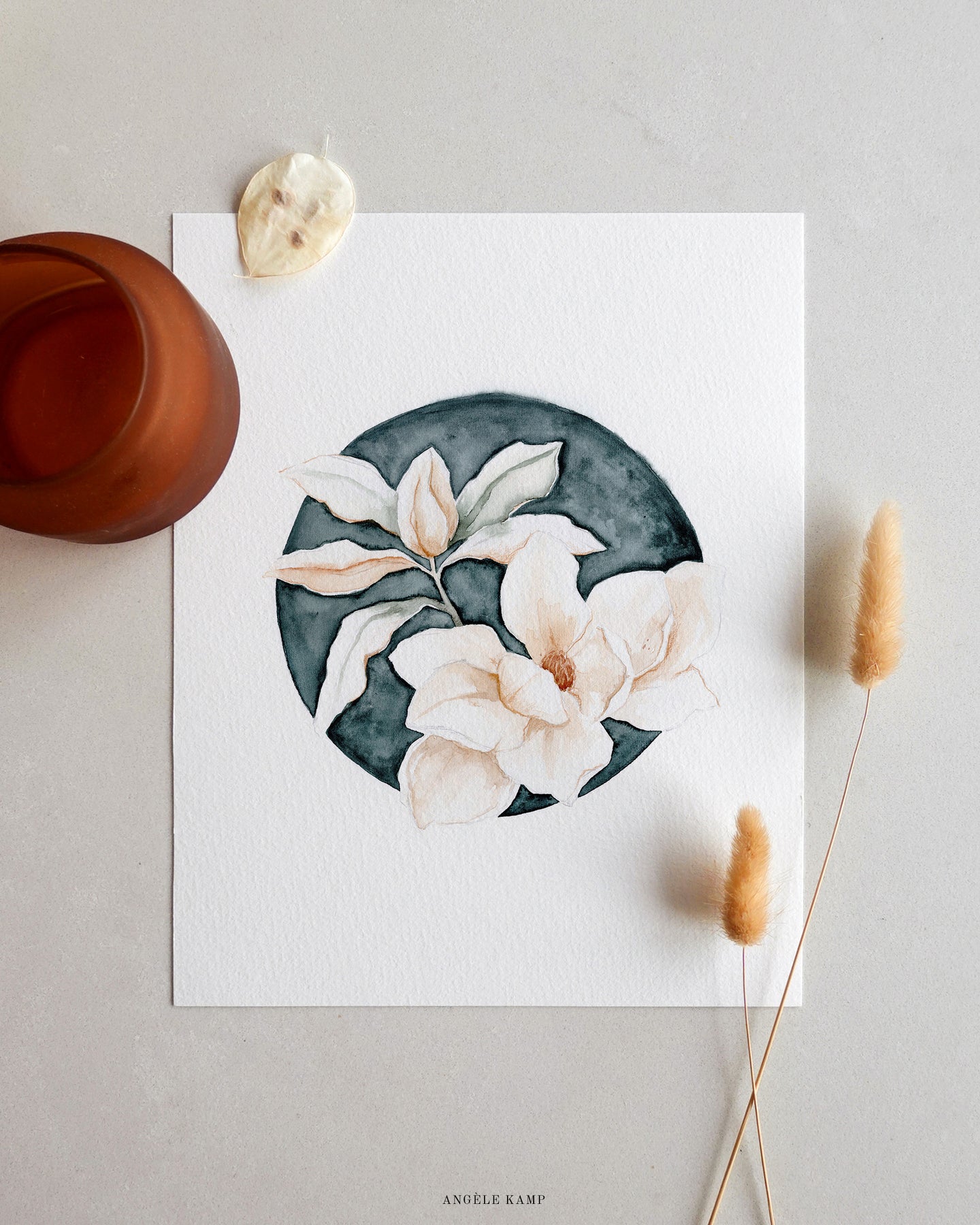 Magnolia Blue 02 original watercolor