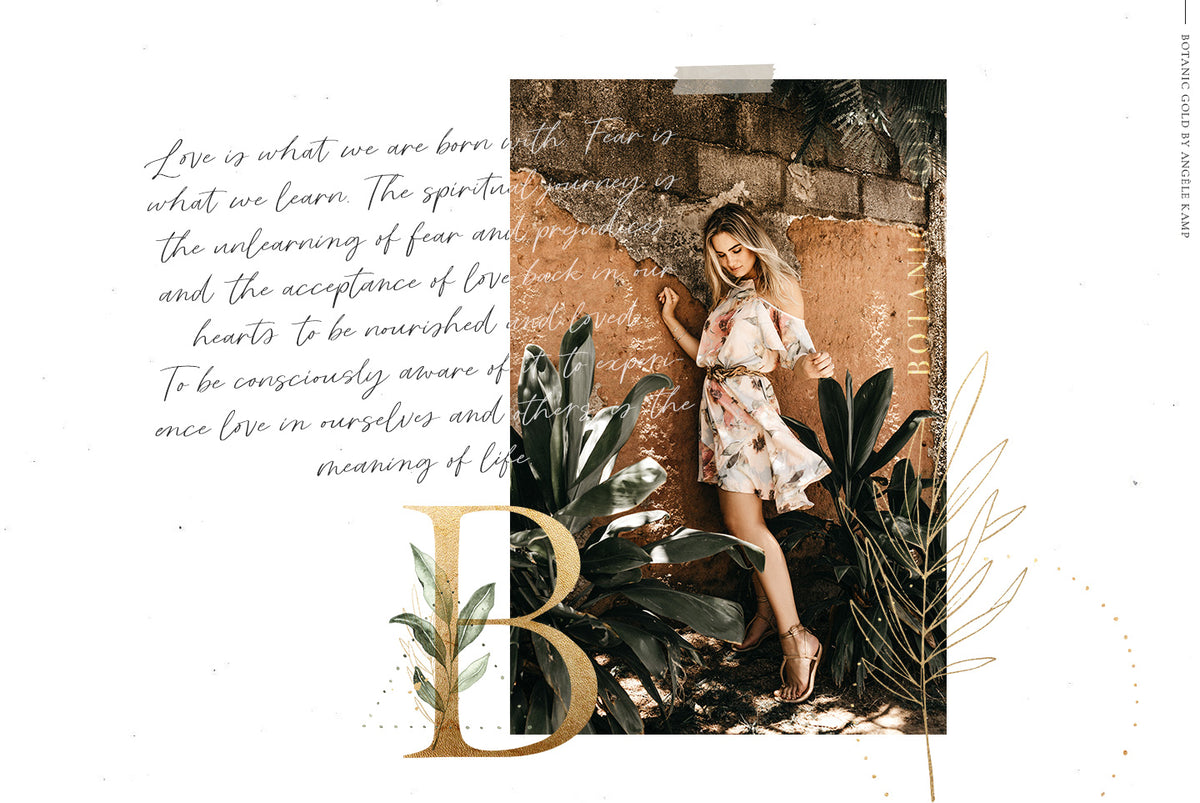 Botanic Gold watercolor alphabet by Angele Kamp