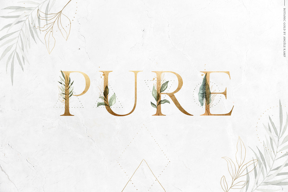 Botanic Gold watercolor alphabet by Angele Kamp