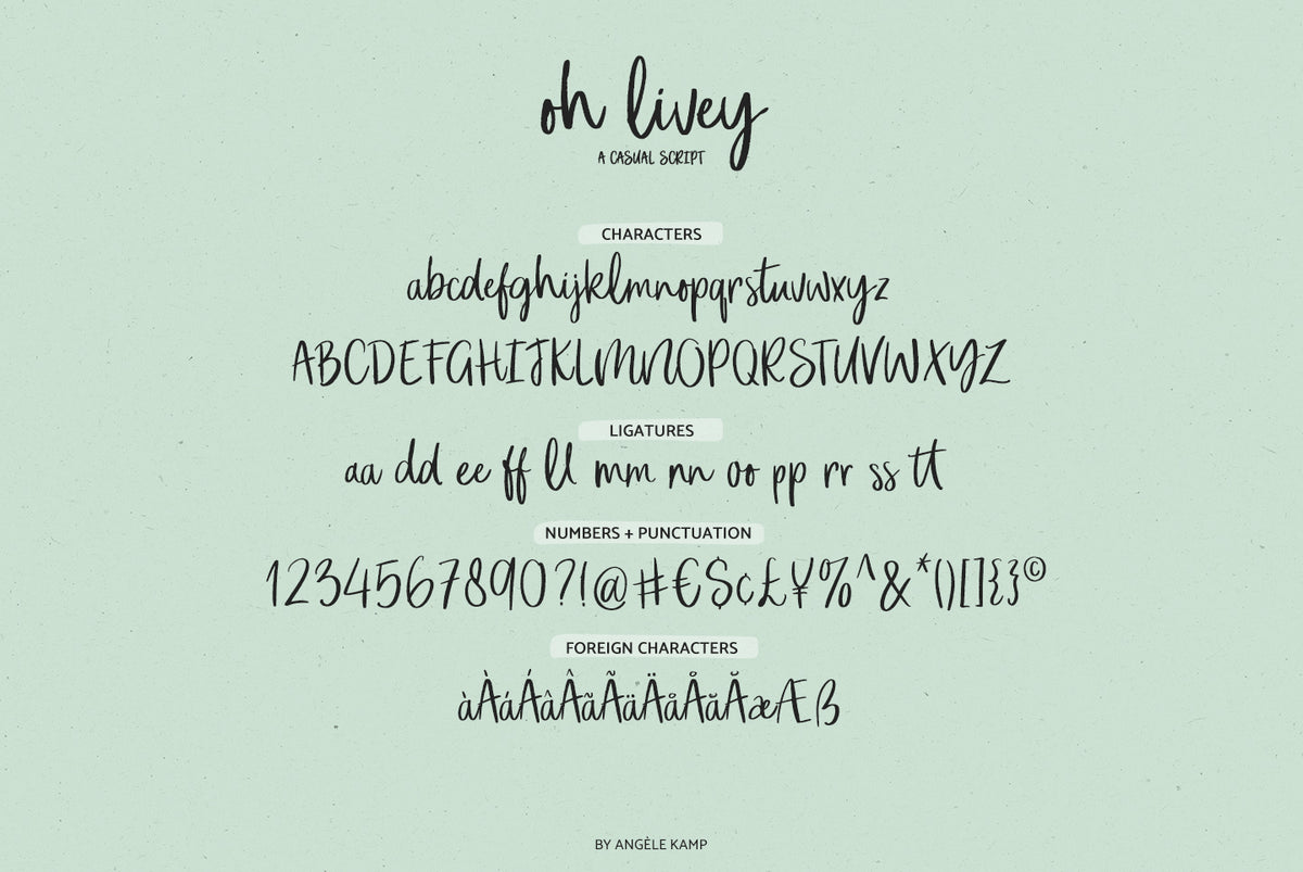 Oh Livey brush font by Angele Kamp